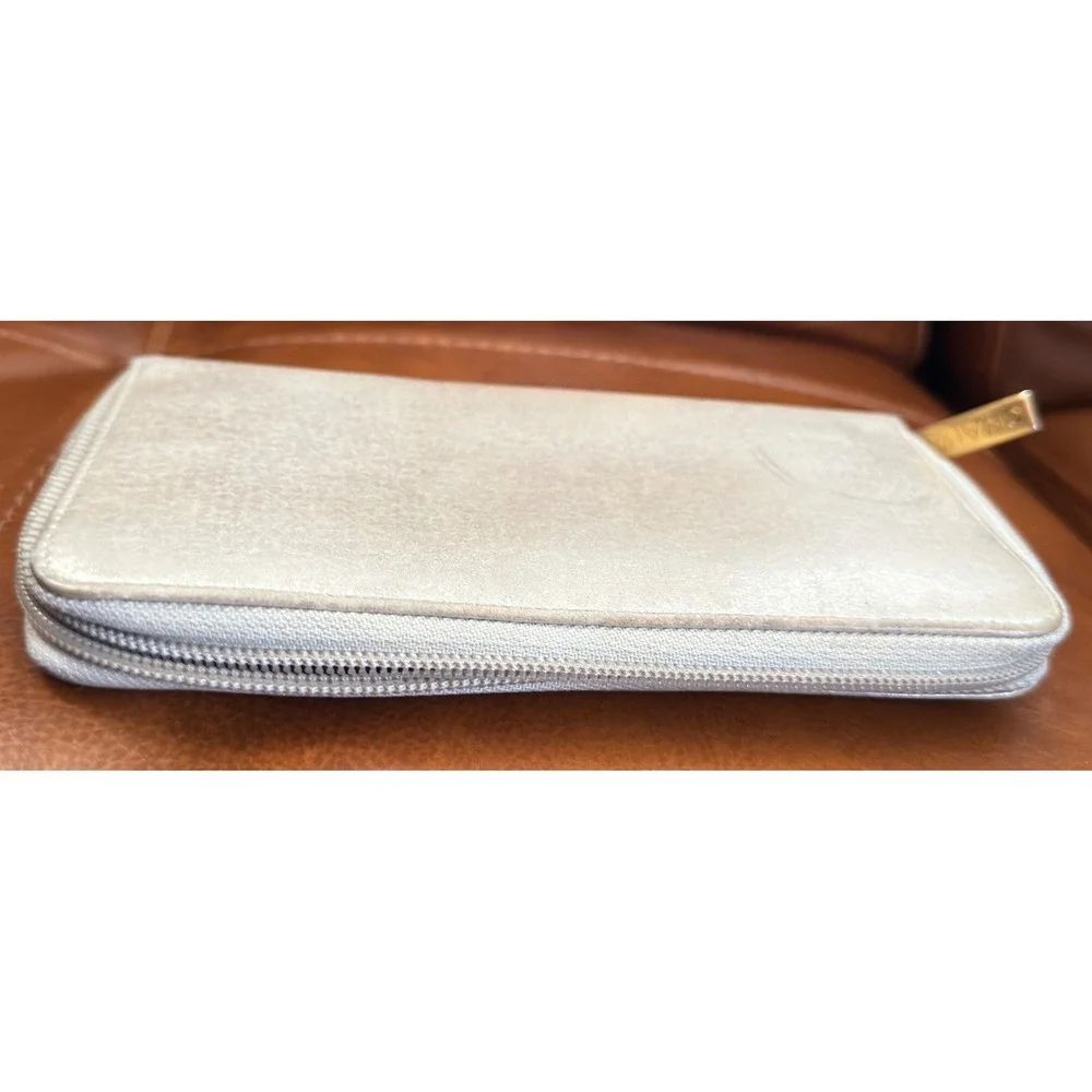 Chanel Timeless CC Zip Around Long Wallet Metallic Champagne Gold Leather Italy